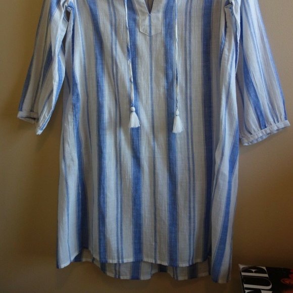 Striped Cotton Beach Tassel Tunic F1944 XXS XS 0 - Picture 6 of 10
